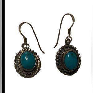 Sterling Silver Turquoise Pierced Earrings #7785